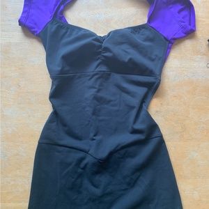 Purple and Grey Jo Jax capped sleeve Unitard